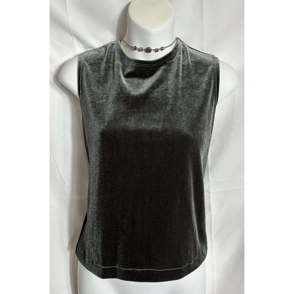 Vintage Velvet Burnout Top Y2K Grey Whimisigoth Witchy 90s Fairy Grunge Size S